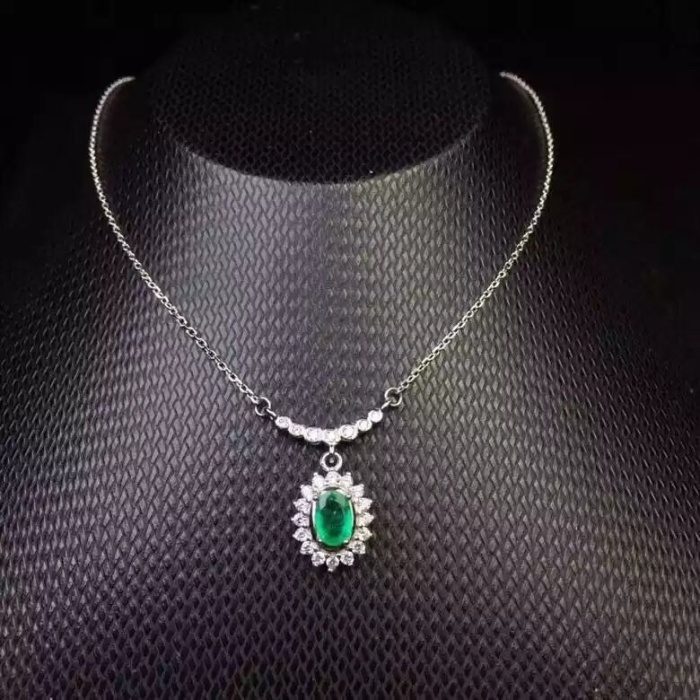 Natural Emerald Pendant, Engagement Pendent, Emerald Silver Pendent, Woman Pendant, Pendant Necklace, Luxury Pendent, Oval Cut Stone Pendent | Save 33% - Rajasthan Living 6