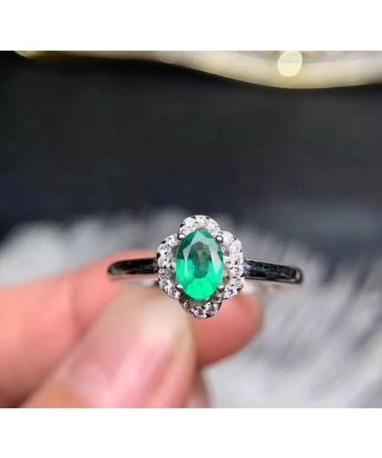 Natural Emerald & Cubic Zirconia Woman Ring, 925 Sterling Silver, Emerald Ring, Statement Ring, Engagement and Wedding Ring | Save 33% - Rajasthan Living 3