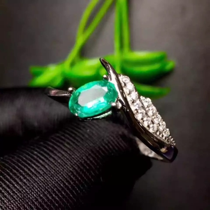 Natural Emerald & Cubic Zirconia Woman Ring, 925 Steeling Silver, Emerald Ring, Statement Ring, Engagement and Wedding Ring | Save 33% - Rajasthan Living 8