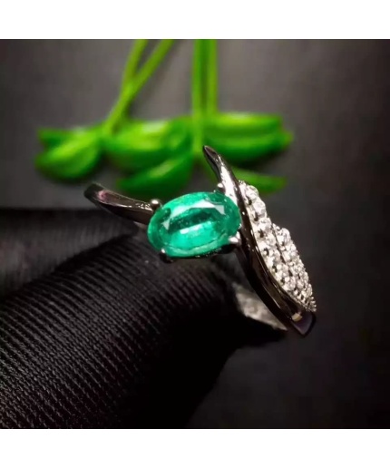 Natural Emerald & Cubic Zirconia Woman Ring, 925 Steeling Silver, Emerald Ring, Statement Ring, Engagement and Wedding Ring | Save 33% - Rajasthan Living 3