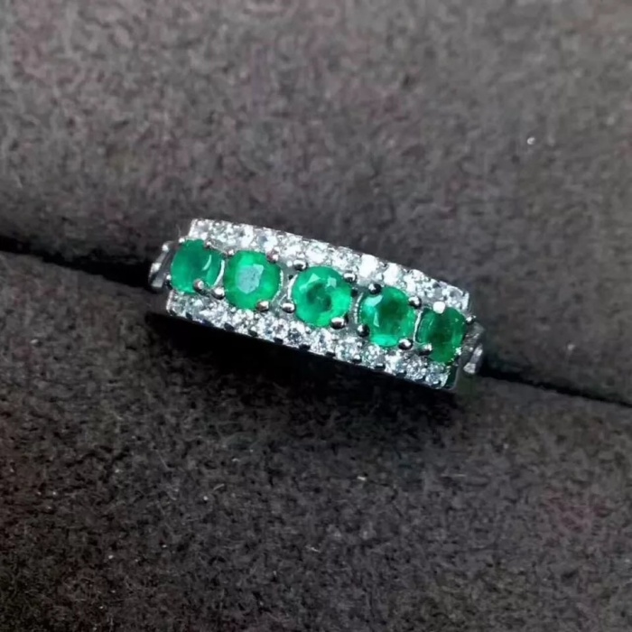 Natural Emerald & Cubic Zirconia Woman Ring, 925 Sterling Silver, Emerald Ring, Statement Ring, Engagement and Wedding Ring | Save 33% - Rajasthan Living 5