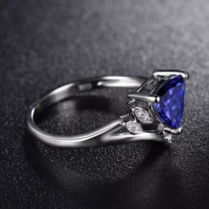 Natural Tanzanite Ring, 18k Solid White Gold Engagement Ring, Wedding Ring, Tanzanite Ring, luxury Ring, soliture Ring, Trillion cut Ring | Save 33% - Rajasthan Living 8