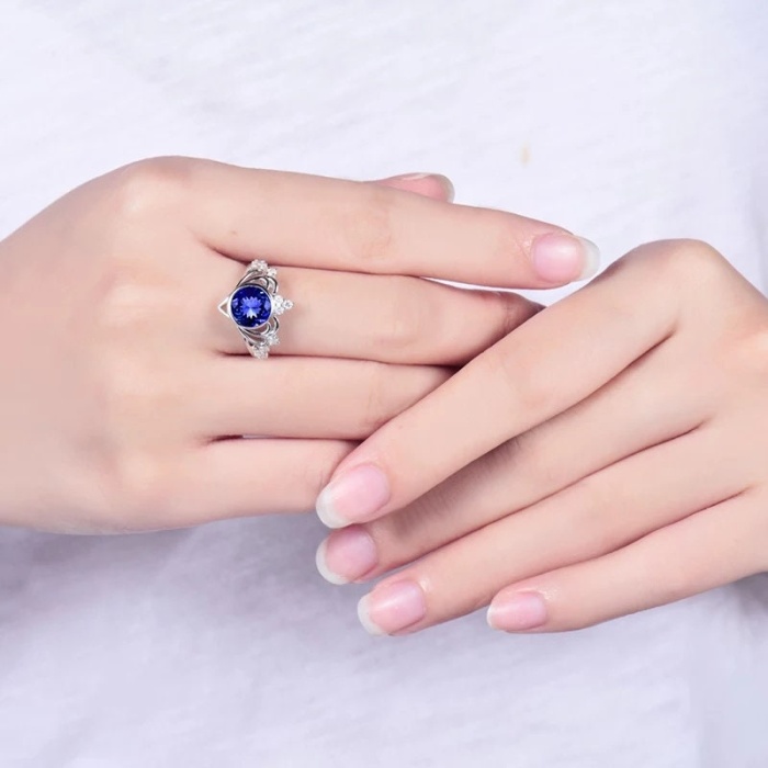 Natural Tanzanite Ring, 14k Solid White Gold Engagement Ring, Wedding Ring, Tanzanite Ring, luxury Ring, soliture Ring, Round cut Ring | Save 33% - Rajasthan Living 9