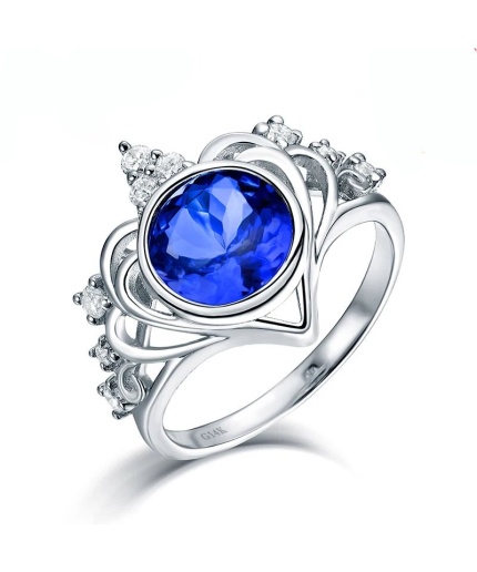 Natural Tanzanite Ring, 14k Solid White Gold Engagement Ring, Wedding Ring, Tanzanite Ring, luxury Ring, soliture Ring, Round cut Ring | Save 33% - Rajasthan Living