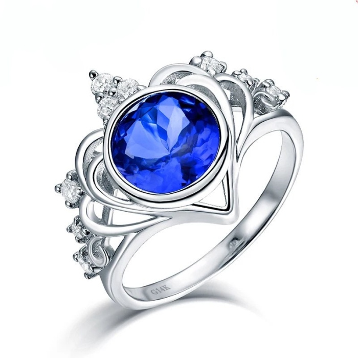 Natural Tanzanite Ring, 14k Solid White Gold Engagement Ring, Wedding Ring, Tanzanite Ring, luxury Ring, soliture Ring, Round cut Ring | Save 33% - Rajasthan Living 5