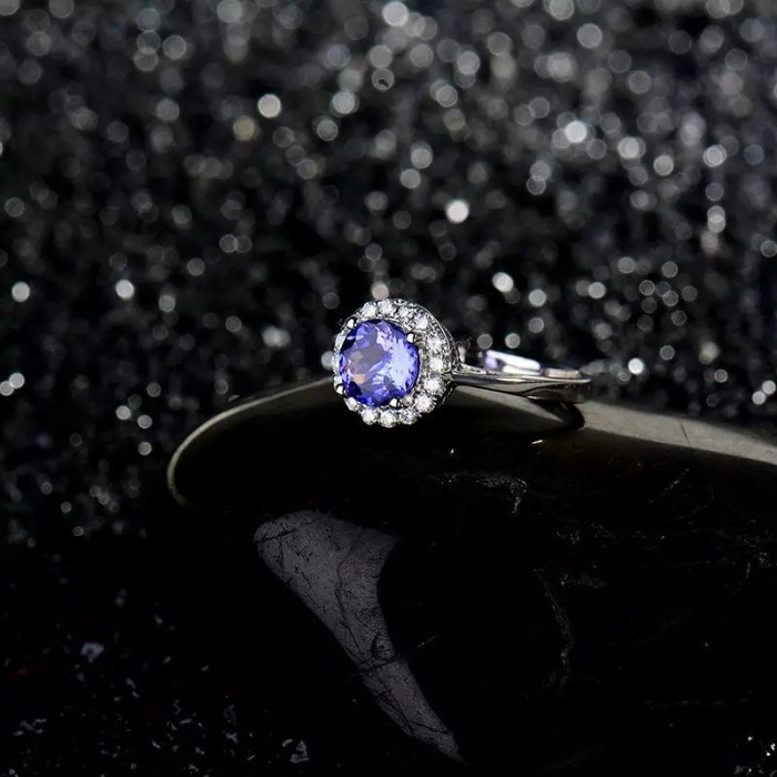 Natural Tanzanite Ring, 18k Solid White Gold Engagement Ring, Wedding Ring, Tanzanite Ring, luxury Ring, soliture Ring, Round cut Ring | Save 33% - Rajasthan Living 7