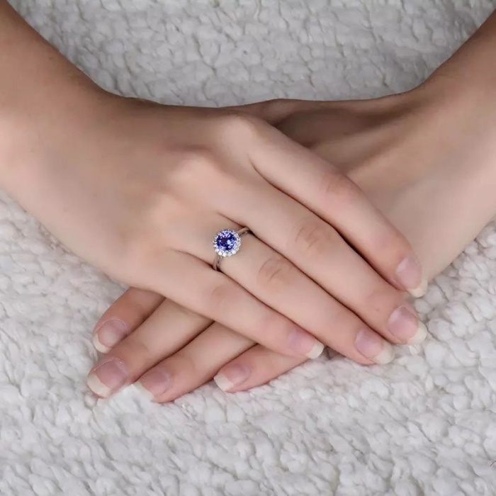 Natural Tanzanite Ring, 18k Solid White Gold Engagement Ring, Wedding Ring, Tanzanite Ring, luxury Ring, soliture Ring, Round cut Ring | Save 33% - Rajasthan Living 9