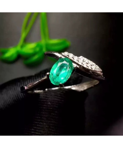 Natural Emerald & Cubic Zirconia Woman Ring, 925 Steeling Silver, Emerald Ring, Statement Ring, Engagement and Wedding Ring | Save 33% - Rajasthan Living