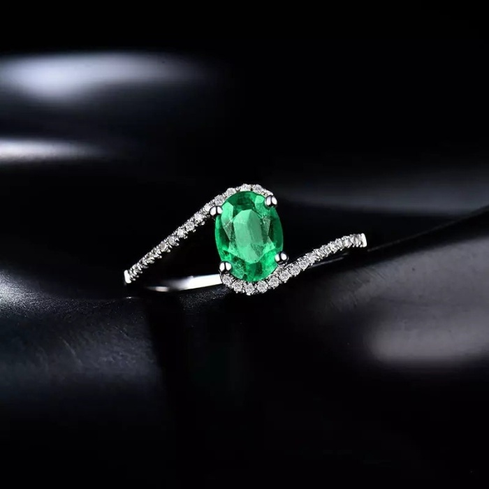 Natural Emerald Ring, 18k Solid White Gold Engagement Ring, Wedding Ring, Emerald Ring, Luxury Ring, Ring/Band, Oval Cut Ring | Save 33% - Rajasthan Living 8