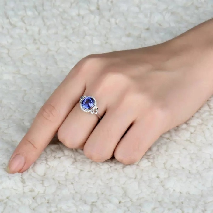 Natural Tanzanite Ring, 18k Solid White Gold Engagement Ring, Wedding Ring, Tanzanite Ring, luxury Ring, soliture Ring, Oval cut Ring | Save 33% - Rajasthan Living 10