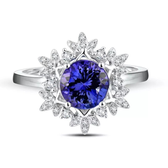 Natural Tanzanite Ring, 18k Solid White Gold Engagement Ring, Wedding Ring, Tanzanite Ring, luxury Ring, soliture Ring, Round cut Ring | Save 33% - Rajasthan Living 6