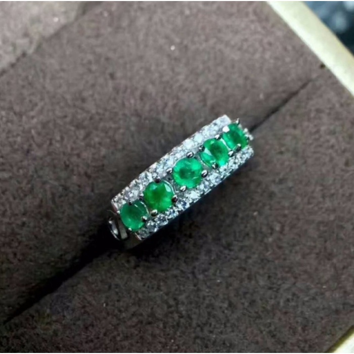 Natural Emerald & Cubic Zirconia Woman Ring, 925 Sterling Silver, Emerald Ring, Statement Ring, Engagement and Wedding Ring | Save 33% - Rajasthan Living 6