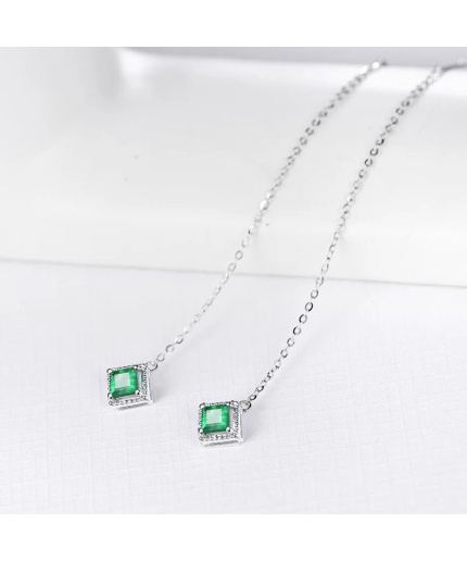 Natural Emerald Drop Earrings, 18k White Gold, Emerald Drop Earrings, Emerald Silver Earrings, Luxury Earrings, Ovel Cut Stone Earrings | Save 33% - Rajasthan Living 3