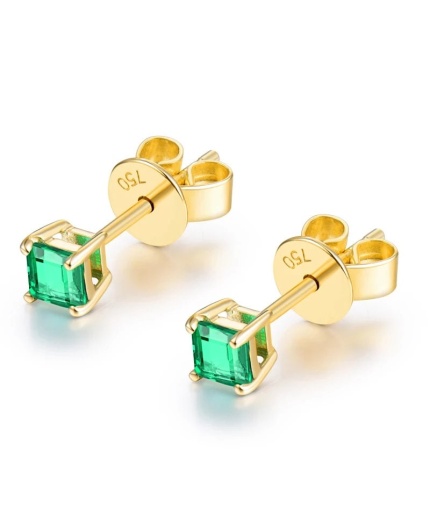 Natural Emerald Studs Earrings, 18k Yellow Gold, Emerald Studs Earrings, Emerald Silver Earrings, Luxury Earrings, Ovel Cut Stone Earrings | Save 33% - Rajasthan Living 3