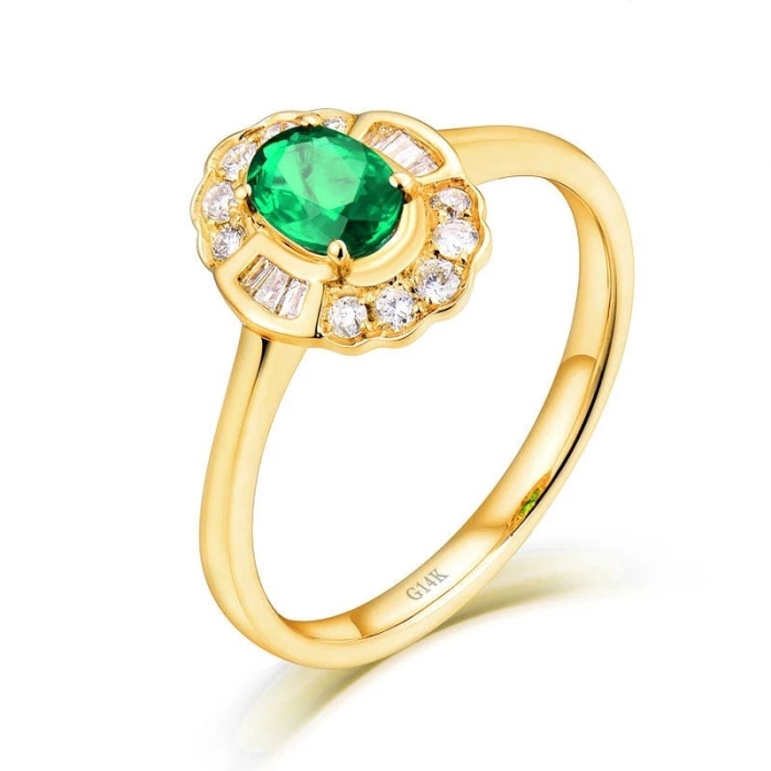 Natural Emerald Ring, 14k Solid Yellow Gold Engagement Ring, Wedding Ring, Emerald Ring, Luxury Ring, Ring/Band, Oval Cut Ring | Save 33% - Rajasthan Living 5