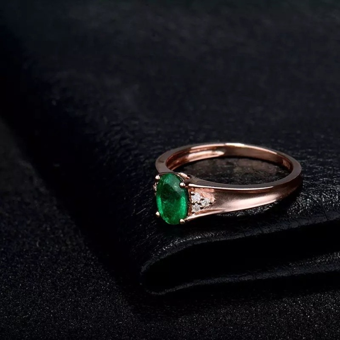 Natural Emerald Ring, 18k Solid Rose Gold Engagement Ring, Wedding Ring, Emerald Ring, Luxury Ring, Ring/Band, Oval Cut Ring | Save 33% - Rajasthan Living 8