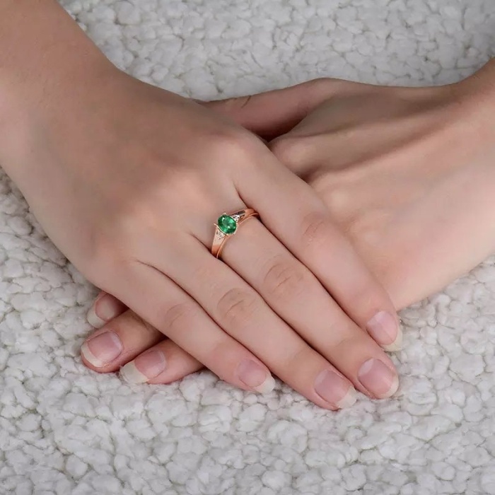 Natural Emerald Ring, 18k Solid Rose Gold Engagement Ring, Wedding Ring, Emerald Ring, Luxury Ring, Ring/Band, Oval Cut Ring | Save 33% - Rajasthan Living 7