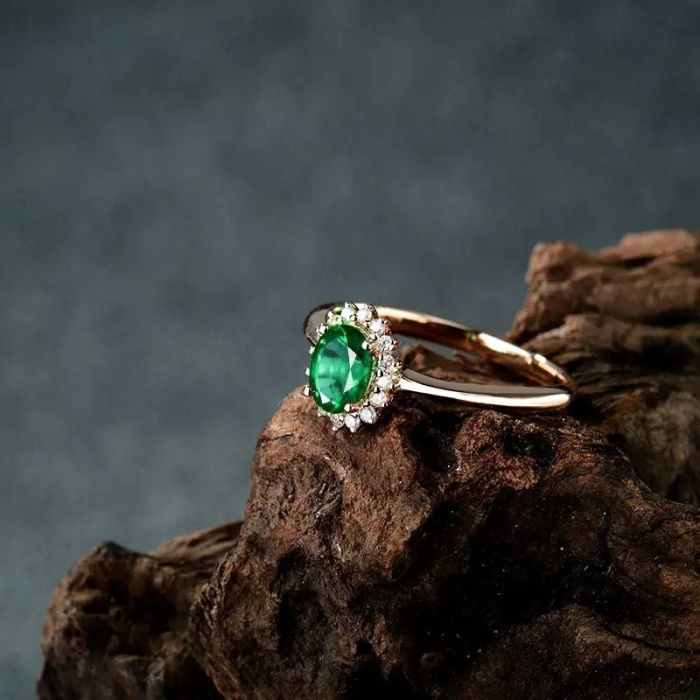 Natural Emerald Ring, 18k Solid Rose Gold Engagement Ring, Diamond Ring, Wedding Ring, Emerald Ring, Luxury Ring, Ring/Band, Oval Cut Ring | Save 33% - Rajasthan Living 7