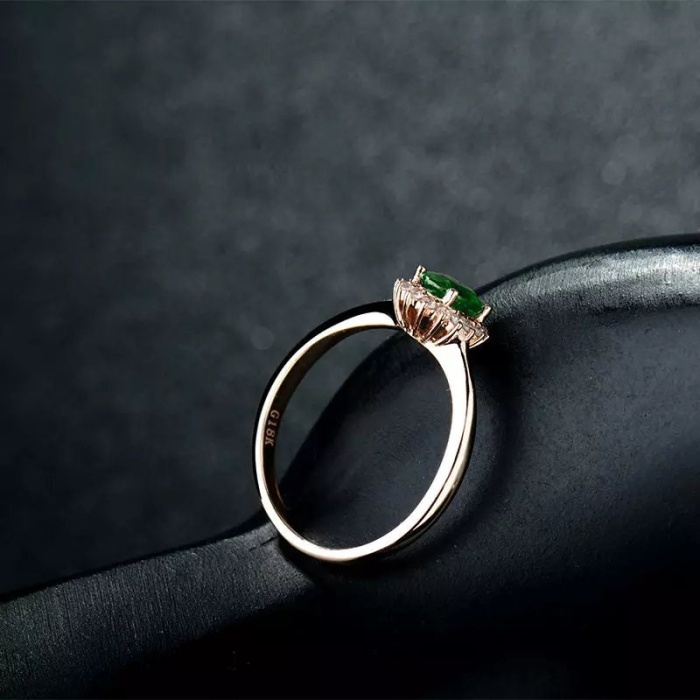 Natural Emerald Ring, 18k Solid Rose Gold Engagement Ring, Diamond Ring, Wedding Ring, Emerald Ring, Luxury Ring, Ring/Band, Oval Cut Ring | Save 33% - Rajasthan Living 9