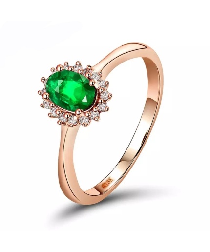 Natural Emerald Ring, 18k Solid Rose Gold Engagement Ring, Diamond Ring, Wedding Ring, Emerald Ring, Luxury Ring, Ring/Band, Oval Cut Ring | Save 33% - Rajasthan Living