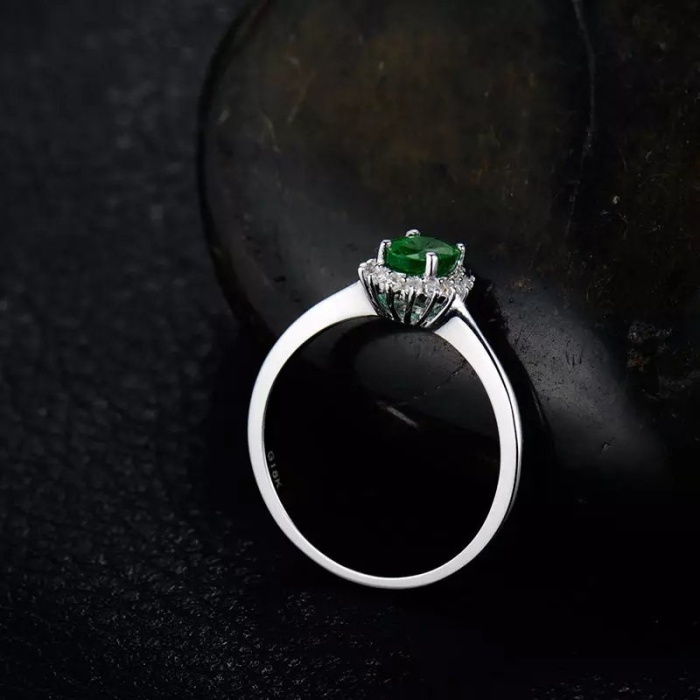 Natural Emerald Ring, 18k Solid White Gold Engagement Ring, Wedding Ring, Emerald Ring, Luxury Ring, Ring/Band, Oval Cut Ring | Save 33% - Rajasthan Living 8