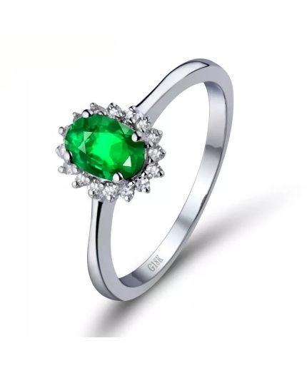 Natural Emerald Ring, 18k Solid White Gold Engagement Ring, Wedding Ring, Emerald Ring, Luxury Ring, Ring/Band, Oval Cut Ring | Save 33% - Rajasthan Living