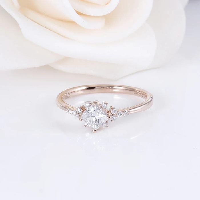 Moissanite Ring, 14k Rose Gold, 1.3ct Moissanite Ring, Engagement Ring, Wedding Ring, Luxury Ring, Ring/Band, Princess Cut Ring | Save 33% - Rajasthan Living 7