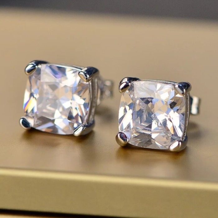 Natural Zircon Studs Earring, 925 Sterling Silver, Cubic Zircon Studs, Zircon Earrings, Zircon Luxury Earrings, Zircon Princess cut Earrings | Save 33% - Rajasthan Living 8