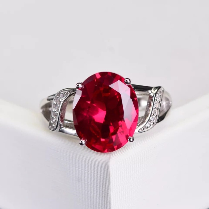 925 Sterling Silver Lab Ruby Woman Ring, Ruby Engagement Ring, Statement Ring, Engagement and Wedding Ring, Wedding Ring, Ruby Luxury Ring | Save 33% - Rajasthan Living 8