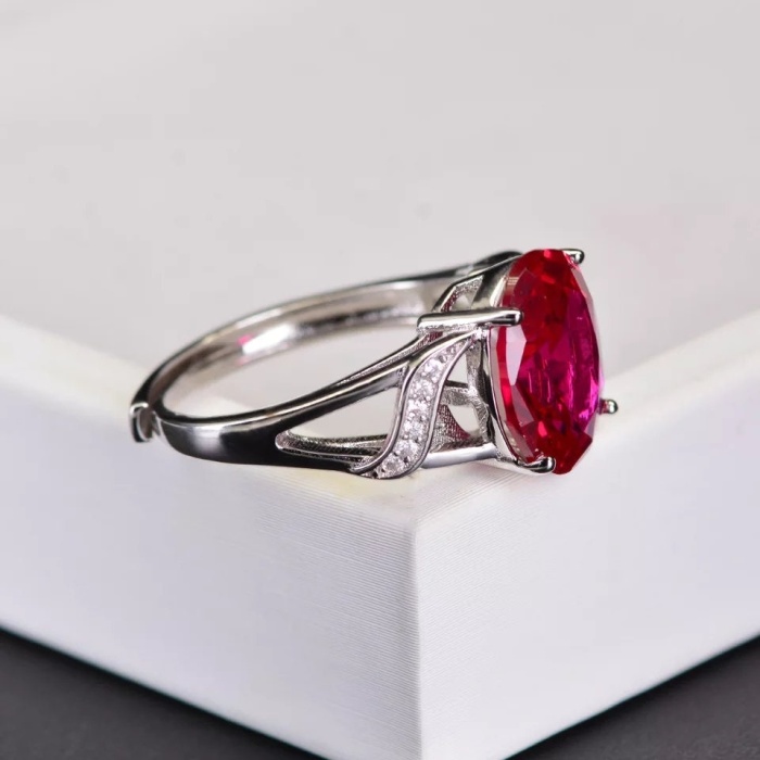 925 Sterling Silver Lab Ruby Woman Ring, Ruby Engagement Ring, Statement Ring, Engagement and Wedding Ring, Wedding Ring, Ruby Luxury Ring | Save 33% - Rajasthan Living 9