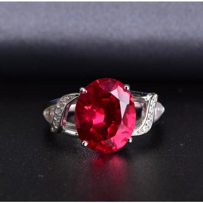 925 Sterling Silver Lab Ruby Woman Ring, Ruby Engagement Ring, Statement Ring, Engagement and Wedding Ring, Wedding Ring, Ruby Luxury Ring | Save 33% - Rajasthan Living 5