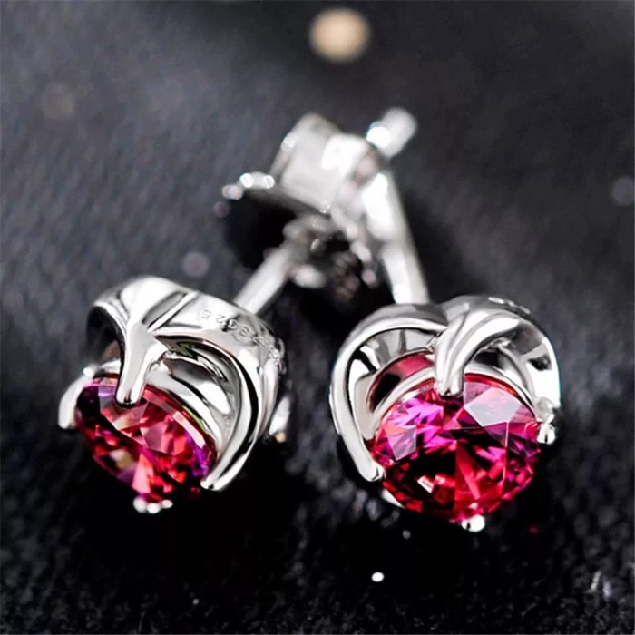 Ruby Studs Earrings, 925 Sterling Silver, Ruby Studs, Ruby Earrings, Ruby Luxury Earrings, Gift For Her, Ruby Round cut Earrings | Save 33% - Rajasthan Living 8