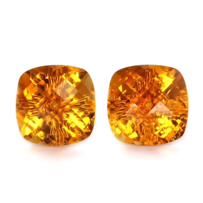 Natural Citrine Studs Earrings, 18k Yellow Gold, Citrine Earrings, Ruby Silver Earrings, Citrine Luxury Earrings, Cushion Cut Stone Earrings | Save 33% - Rajasthan Living 5