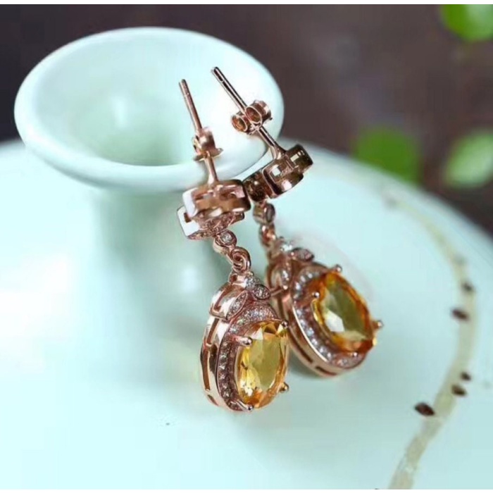 Natural Citrine Drop Earrings, 925 Sterling Silver, Citrine Earrings, Silver Earrings, Citrine Luxury Earrings, Oval Cut Stone Earrings | Save 33% - Rajasthan Living 7