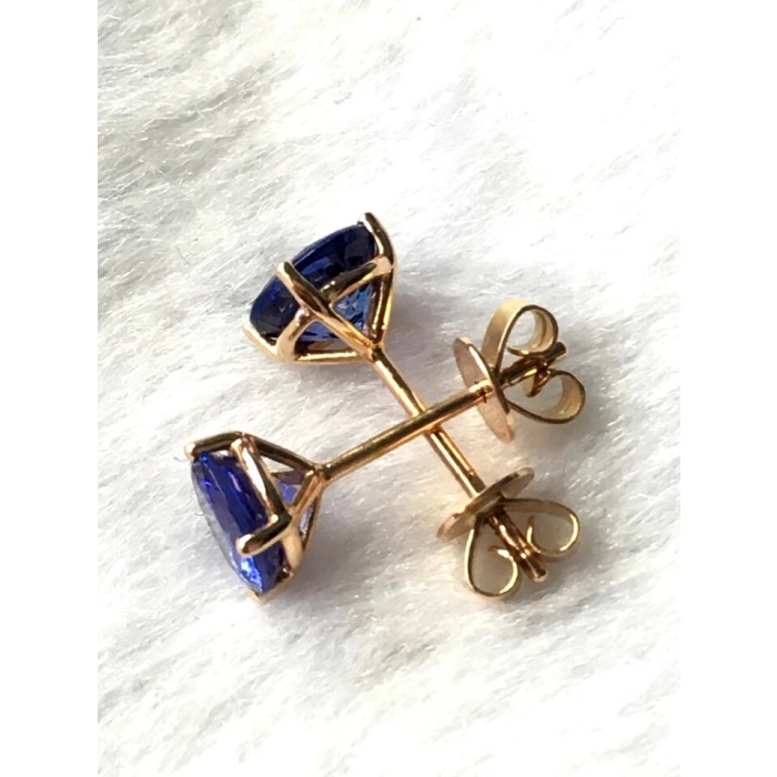 Natural Tanzanite Studs Earrings, 18k Yellow Gold, Tanzanite Studs Earrings, Tanzanite Earrings, Luxury Earrings, Round Cut Earrings | Save 33% - Rajasthan Living 7