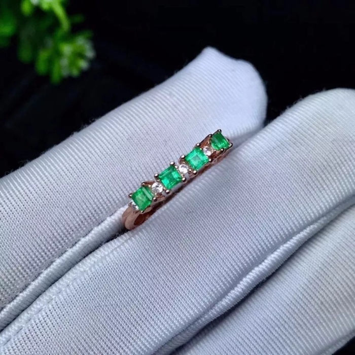 Natural Emerald & Cubic Zirconia Woman Ring, 925 Sterling Silver, Emerald Ring, Statement Ring, Engagement and Wedding Ring | Save 33% - Rajasthan Living 7