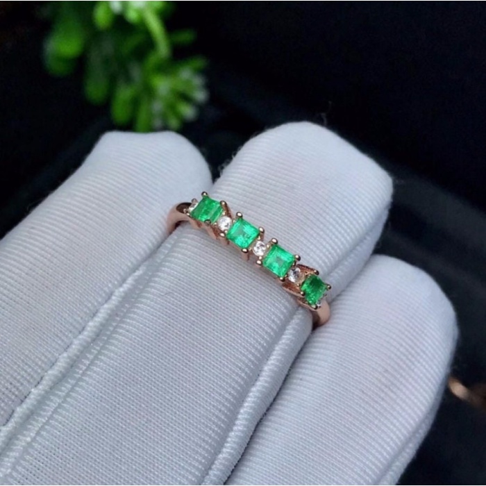 Natural Emerald & Cubic Zirconia Woman Ring, 925 Sterling Silver, Emerald Ring, Statement Ring, Engagement and Wedding Ring | Save 33% - Rajasthan Living 8