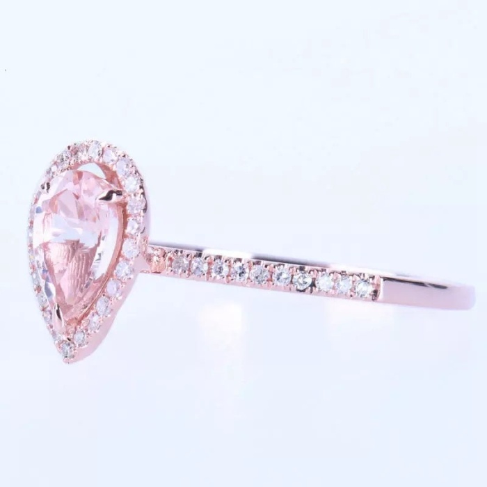 Morganite Ring, 10k Rose Gold Ring, Pink Morganite Ring, Engagement Ring, Wedding Ring, Luxury Ring, Ring/Band, Pear Cut Ring | Save 33% - Rajasthan Living 8