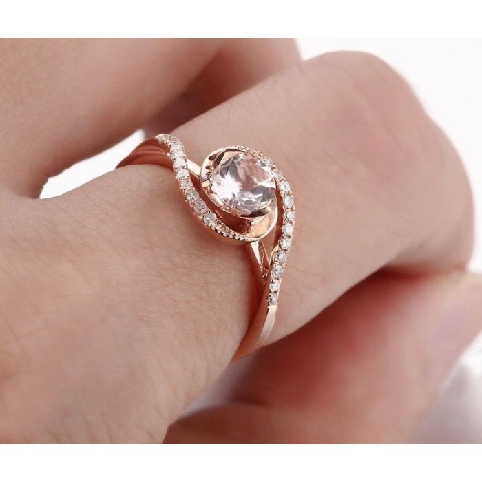 Morganite Ring, 14k Rose Gold Ring, Pink Morganite Ring, Engagement Ring, Wedding Ring, Luxury Ring, Ring/Band, Round Cut Ring | Save 33% - Rajasthan Living 8