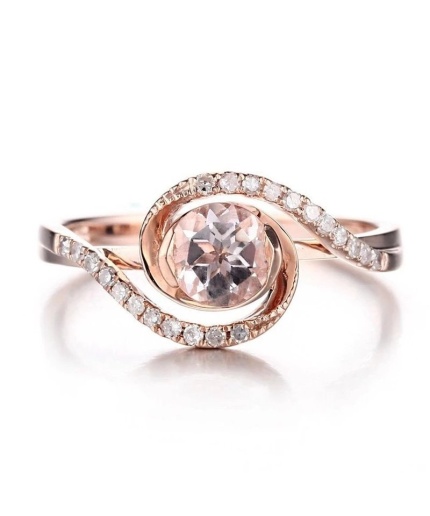 Morganite Ring, 14k Rose Gold Ring, Pink Morganite Ring, Engagement Ring, Wedding Ring, Luxury Ring, Ring/Band, Round Cut Ring | Save 33% - Rajasthan Living