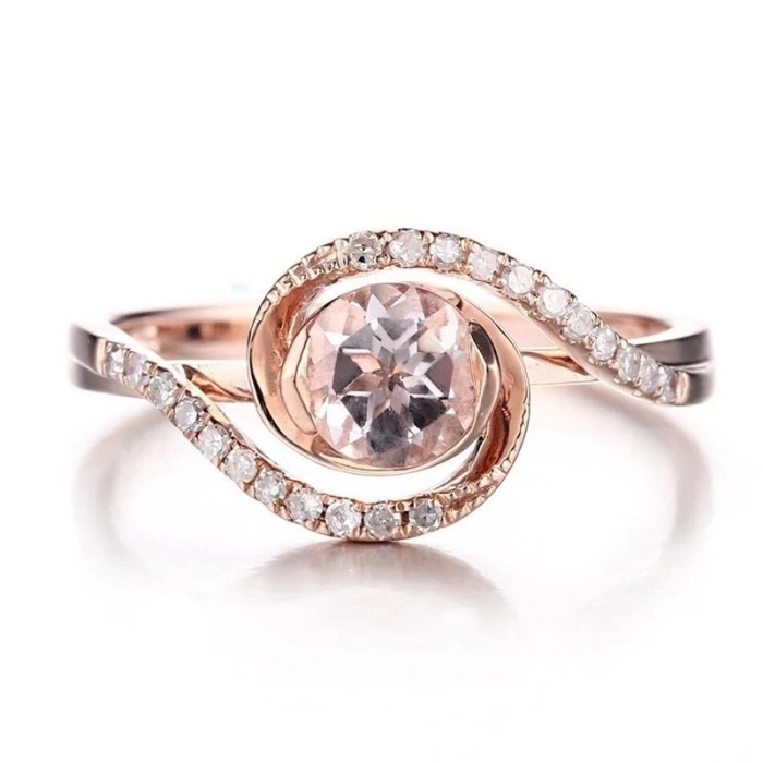 Morganite Ring, 14k Rose Gold Ring, Pink Morganite Ring, Engagement Ring, Wedding Ring, Luxury Ring, Ring/Band, Round Cut Ring | Save 33% - Rajasthan Living 5