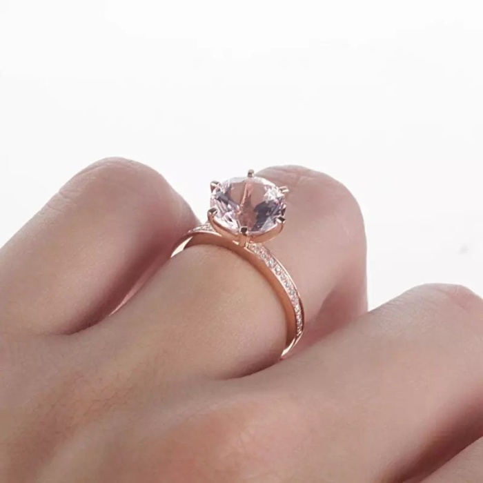 Morganite Ring, 14k Rose Gold Ring, Pink Morganite Ring, Engagement Ring, Wedding Ring, Luxury Ring, Ring/Band, Round Cut Ring | Save 33% - Rajasthan Living 7