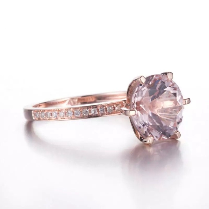 Morganite Ring, 14k Rose Gold Ring, Pink Morganite Ring, Engagement Ring, Wedding Ring, Luxury Ring, Ring/Band, Round Cut Ring | Save 33% - Rajasthan Living 8