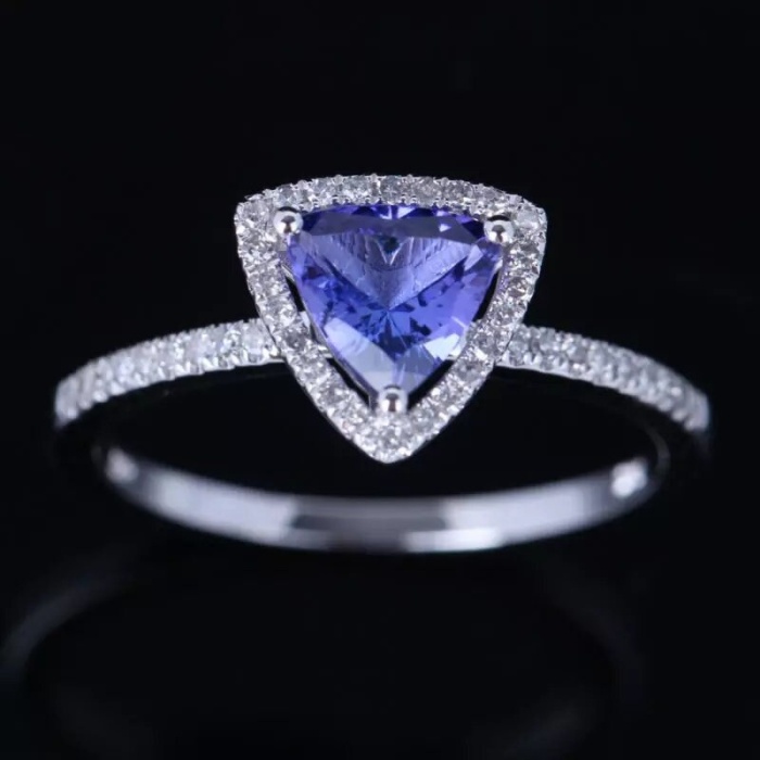 Natural Tanzanite Ring, 14k Solid White Gold Engagement Ring, Wedding Ring, Tanzanite Ring, luxury Ring, soliture Ring, Trillion cut Ring | Save 33% - Rajasthan Living 7