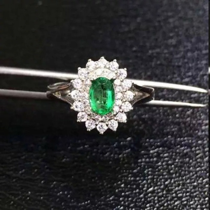 Natural Emerald & Cubic Zirconia Woman Ring, 925 Sterling Silver, Emerald Ring, Statement Ring, Engagement and Wedding Ring | Save 33% - Rajasthan Living 7