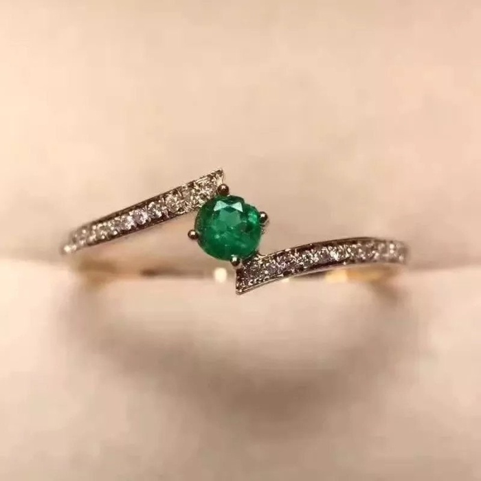 Natural Emerald & Cubic Zirconia Woman Ring, 925 Sterling Silver, Emerald Ring, Statement Ring, Engagement and Wedding Ring | Save 33% - Rajasthan Living 5