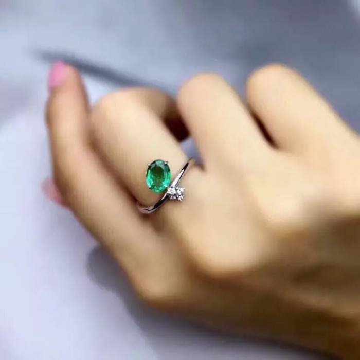 Natural Emerald & Cubic Zirconia Woman Ring, 925 Sterling Silver, Emerald Ring, Statement Ring, Engagement and Wedding Ring | Save 33% - Rajasthan Living 8