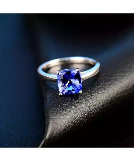 Natural Tanzanite Ring, 18k Solid White Gold Engagement Ring, Wedding Ring, Tanzanite Ring, luxury Ring, soliture Ring, Cushion cut Ring | Save 33% - Rajasthan Living 3