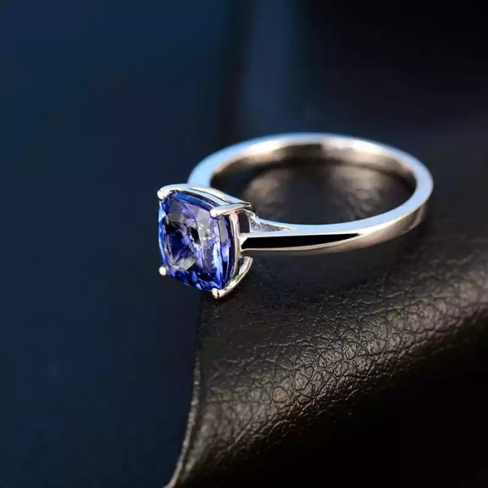 Natural Tanzanite Ring, 18k Solid White Gold Engagement Ring, Wedding Ring, Tanzanite Ring, luxury Ring, soliture Ring, Cushion cut Ring | Save 33% - Rajasthan Living 9