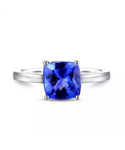 Natural Tanzanite Ring, 18k Solid White Gold Engagement Ring, Wedding Ring, Tanzanite Ring, luxury Ring, soliture Ring, Cushion cut Ring | Save 33% - Rajasthan Living